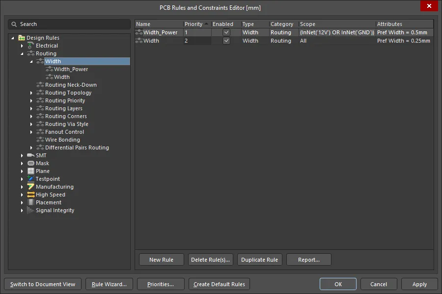 Altium rules